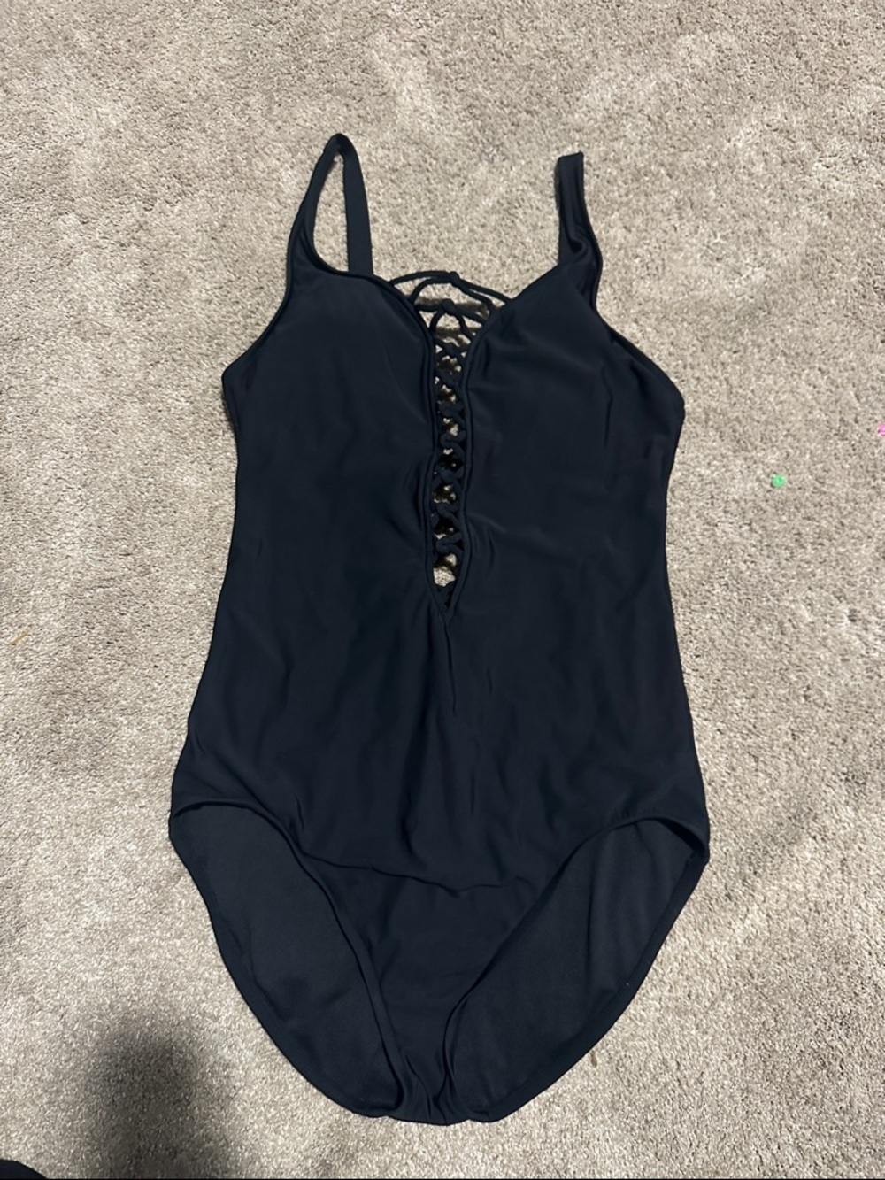 Black Lace-Up One-Piece Swimsuit